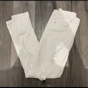 White High-Waisted Ripped White Skinny Jeans